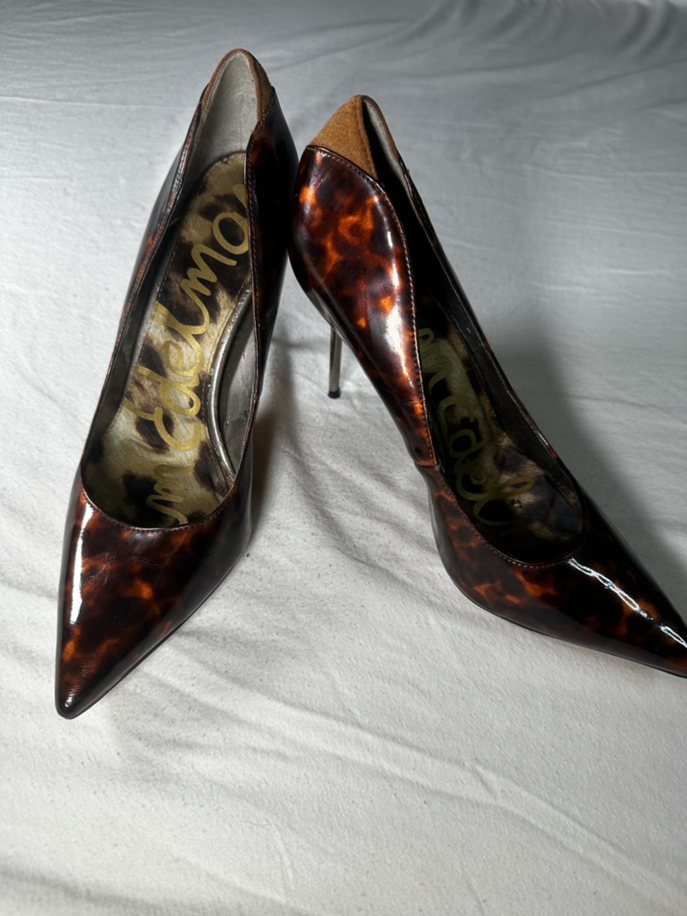 Sam Edelman Tortoiseshell Patent Pointed Toe Stiletto Pumps, office business